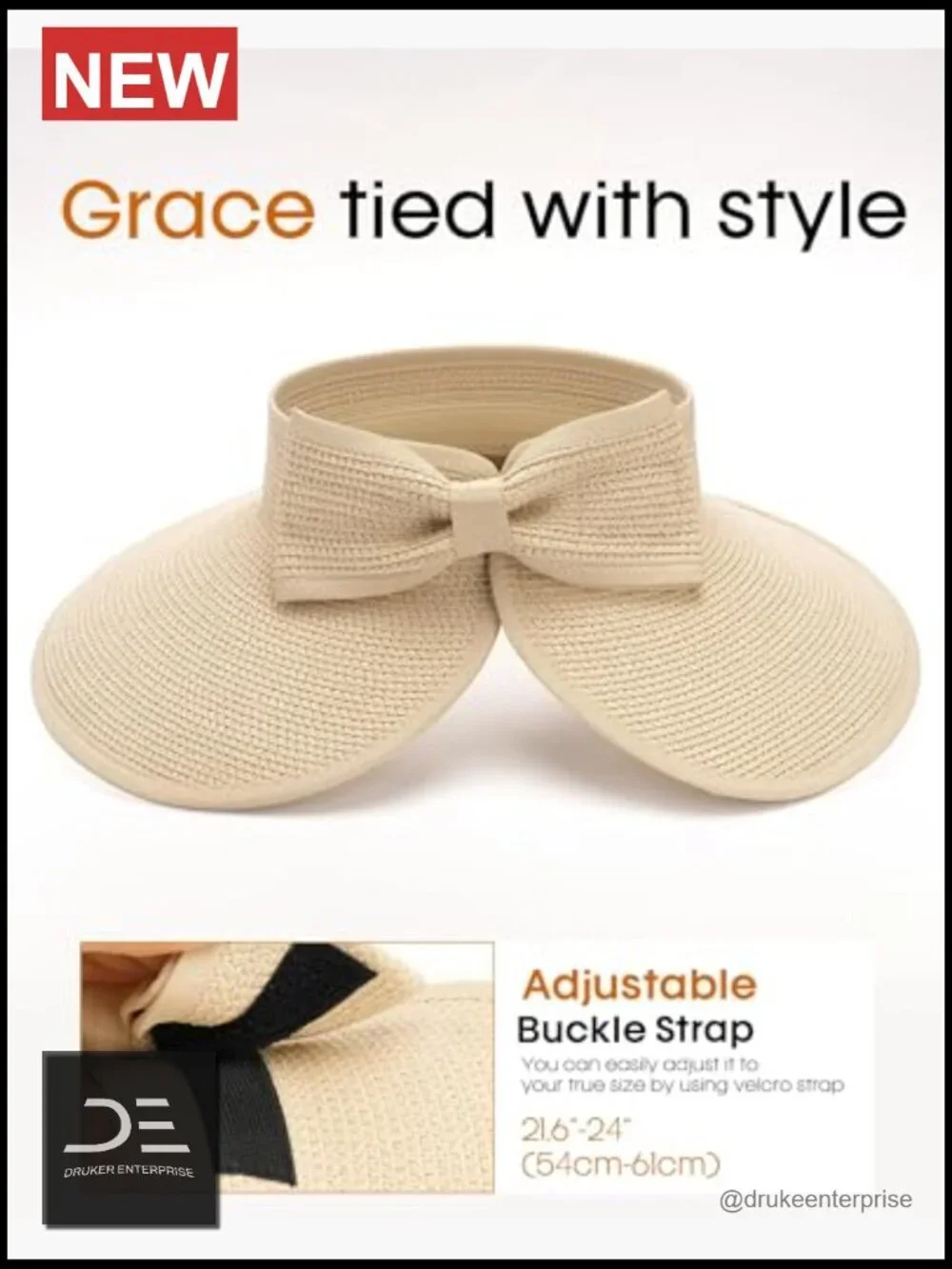 Wide Brim Sun Visor Hat with Ponytail Hole UPF 80+ Packable Adjustable